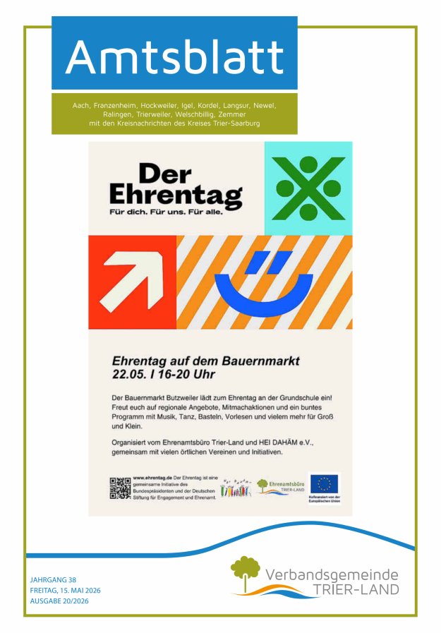 Amtsblatt VG Trier-Land Titelblatt 20/2026