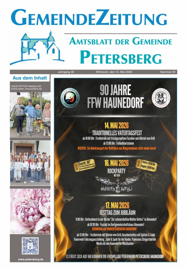 Amtsblatt Blickpunkt Petersberg Titelblatt 20/2026