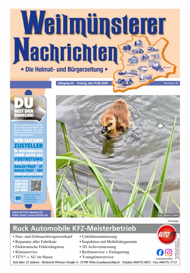 Weilmünsterer Nachrichten Titelblatt 20/2026