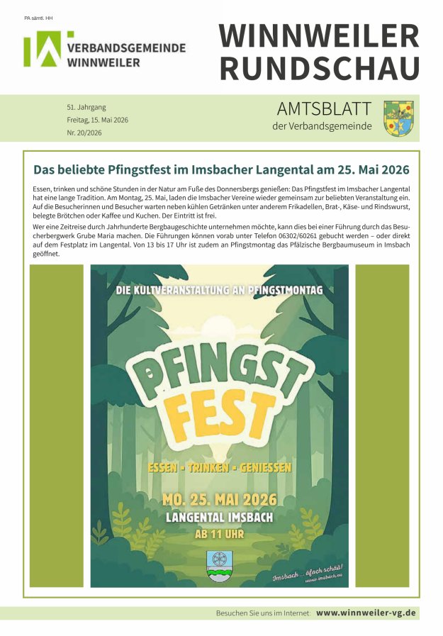 Winnweiler Rundschau Titelblatt 20/2026