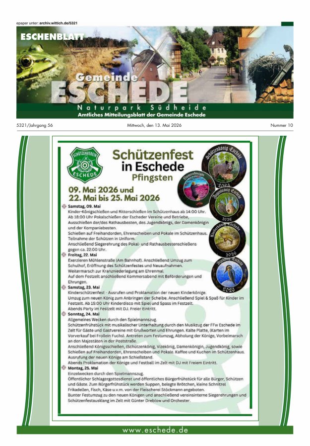 Eschenblatt Titelblatt 10/2026