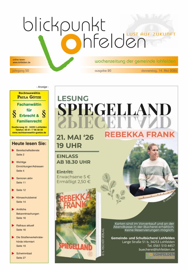 Blickpunkt Lohfelden Titelblatt 20/2026