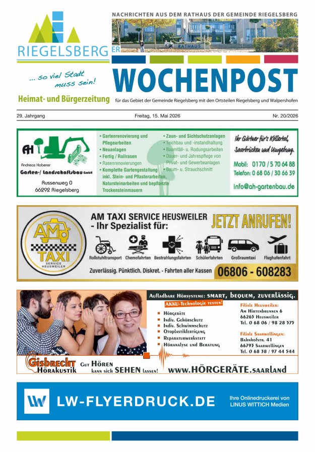 Riegelsberger Wochenpost Titelblatt 20/2026