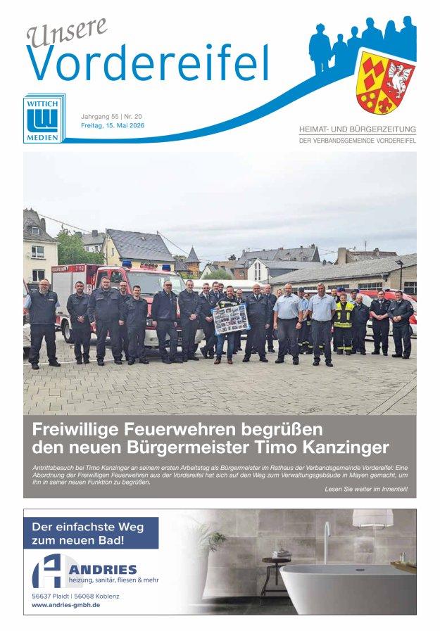 Mitteilungsblatt Vordereifel - Heimat- u Bürgerzeitung der VG Vordereifel Titelblatt 20/2026