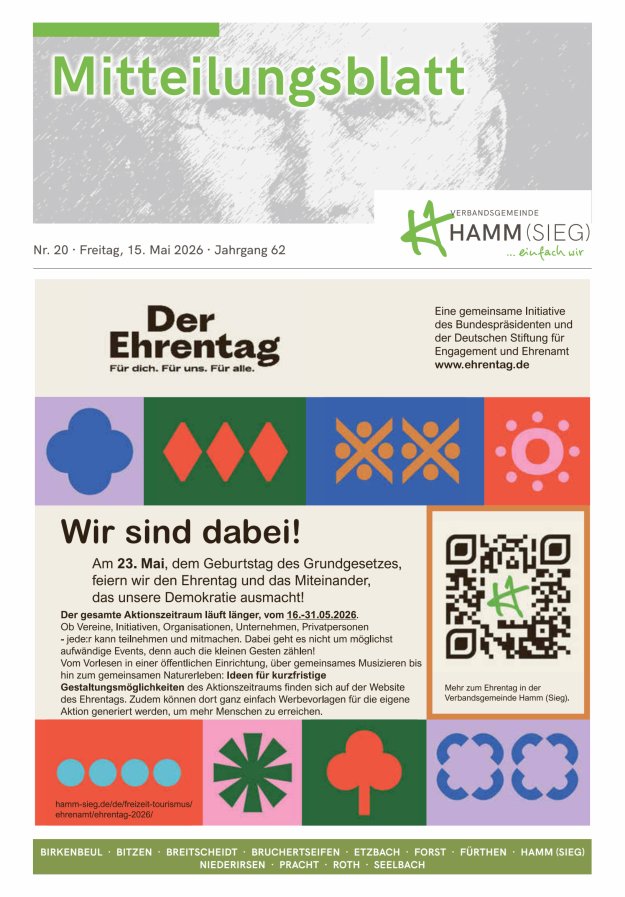 Mitteilungsblatt Hamm (Sieg) Titelblatt 20/2026