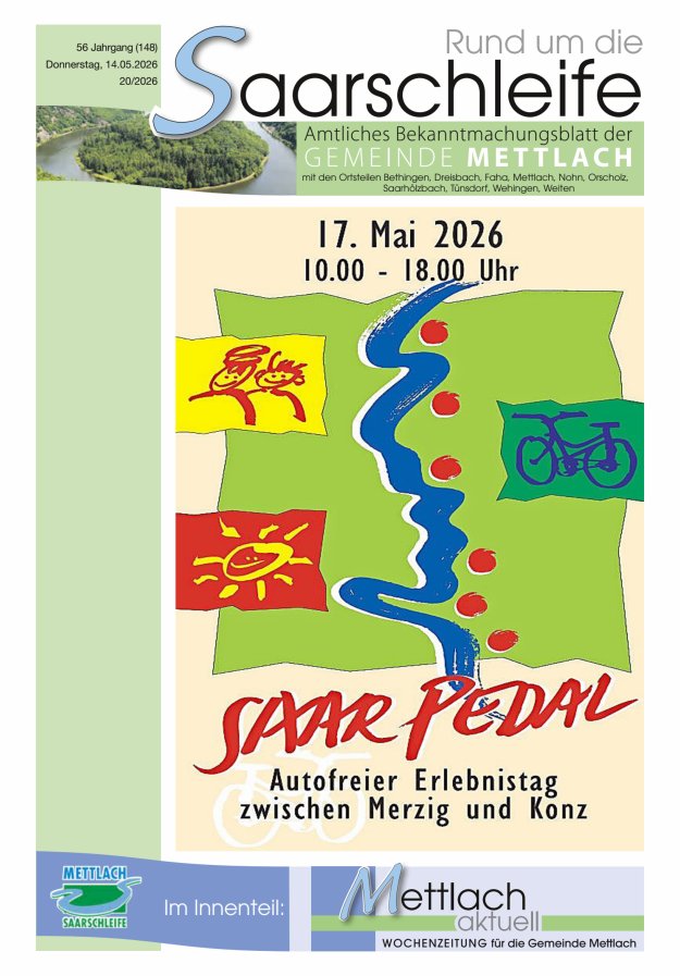 Rund um die Saarschleife Gemeinde Mettlach Titelblatt 20/2026