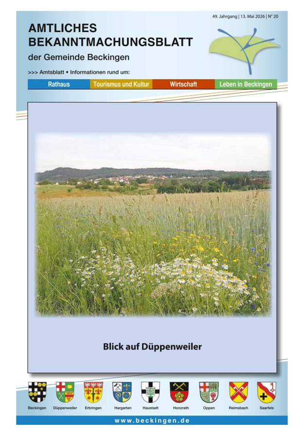 Amtsblatt Beckingen Titelblatt 20/2026