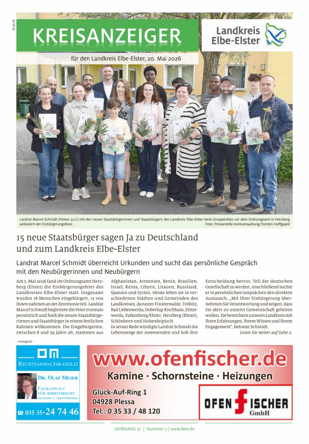 Kreisanzeiger für den Landkreis Elbe-Elster Titelblatt 05/2026