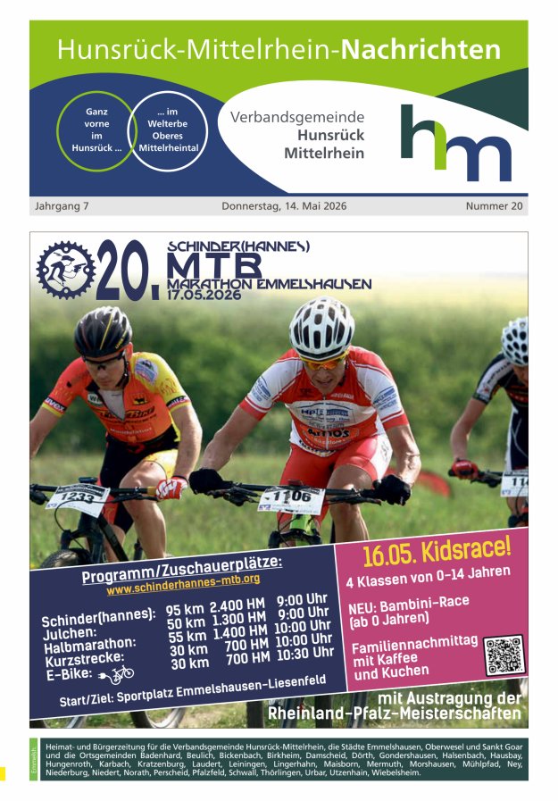 Hunsrück-Mittelrhein Nachrichten Ausgabe Emmelshausen Titelblatt 20/2026