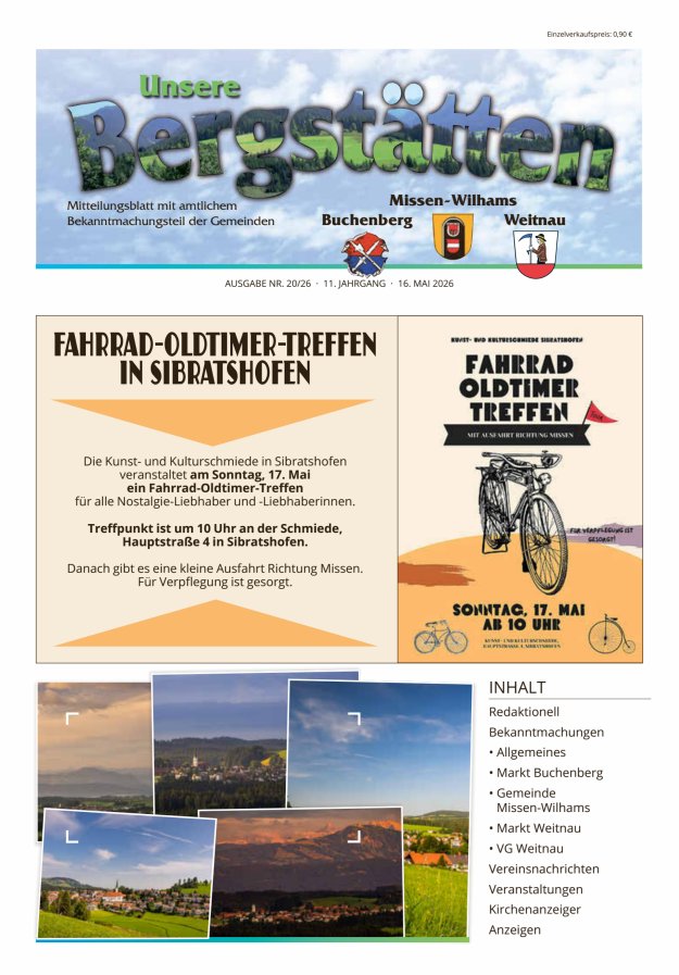 Unsere Bergstätten Mitteilungsblatt mit amtlichem Bekanntmachungsteil Titelblatt 20/2026