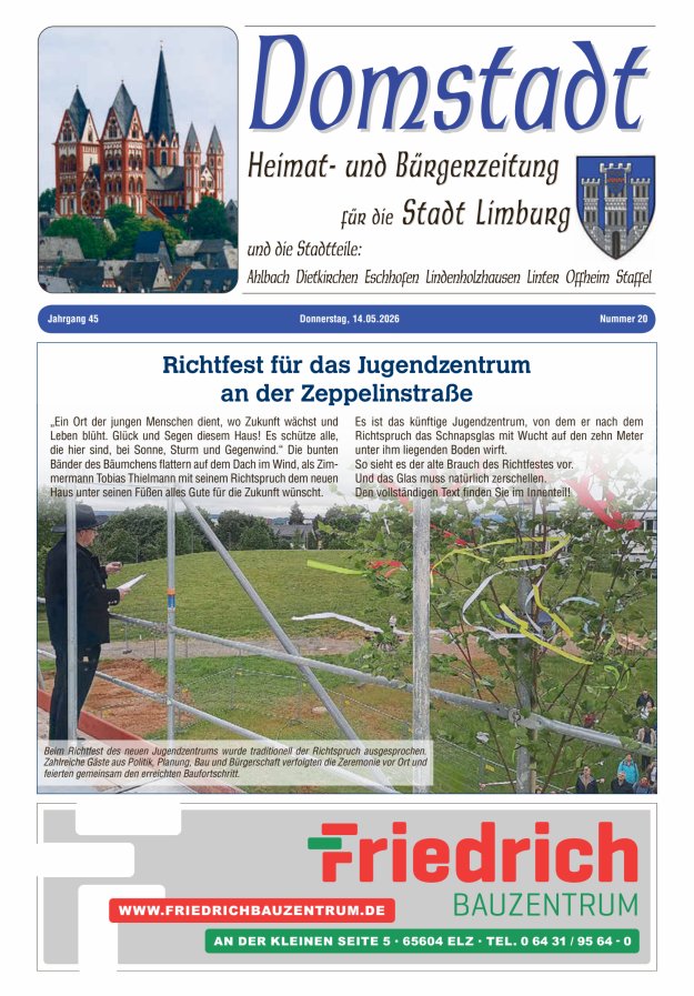 Domstadt - Heimat- und Bürgerzeitung für die Stadt Limburg Titelblatt 20/2026