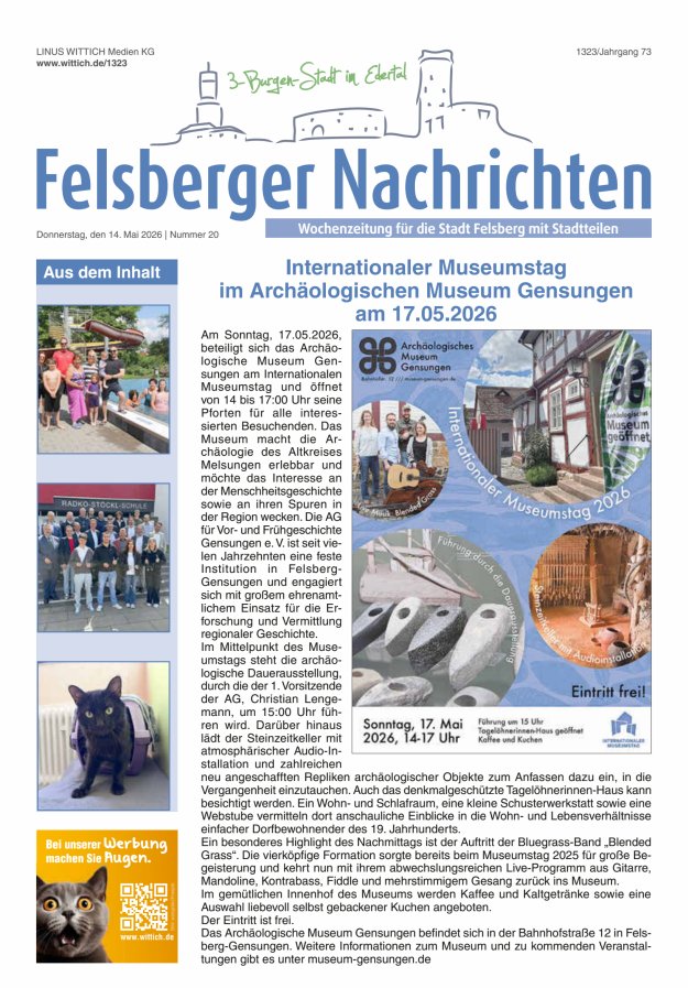 Felsberger Nachrichten Titelblatt 20/2026