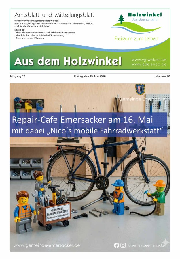 Aus dem Holzwinkel Amtsblatt u Mitteilungsblatt f VG Welden u GemAdelsried Titelblatt 20/2026