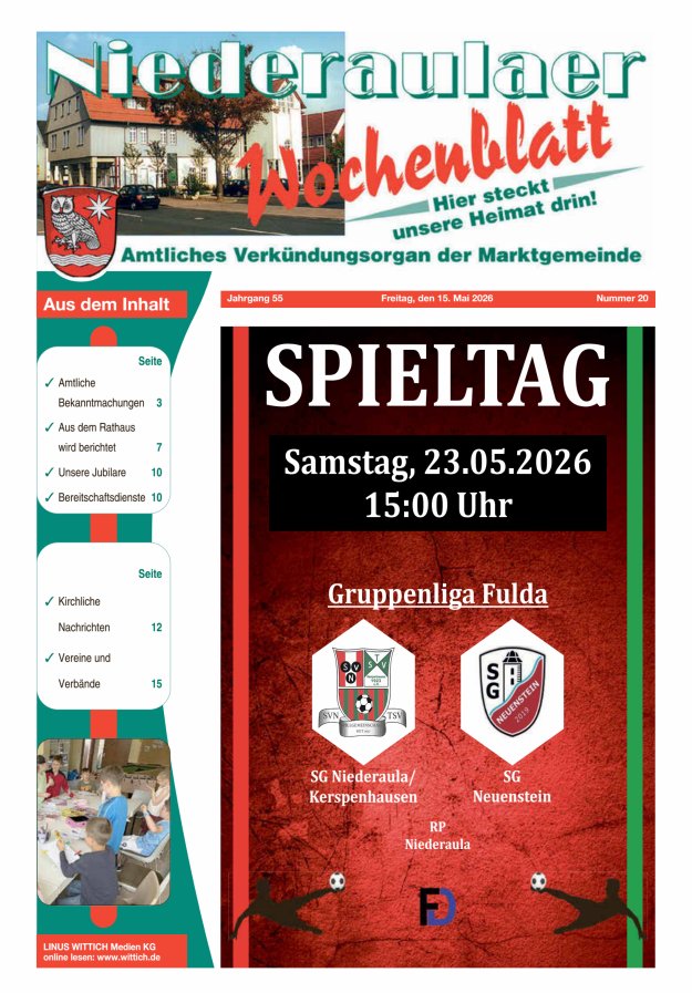 Niederaulaer Wochenblatt Titelblatt 20/2026