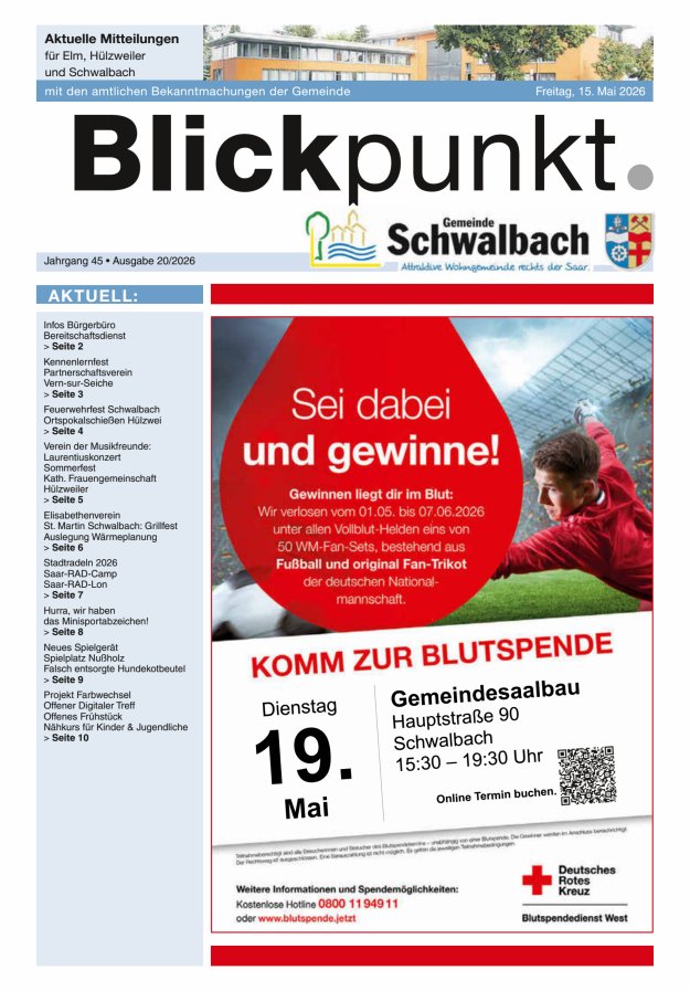 Blickpunkt Schwalbach Titelblatt 20/2026