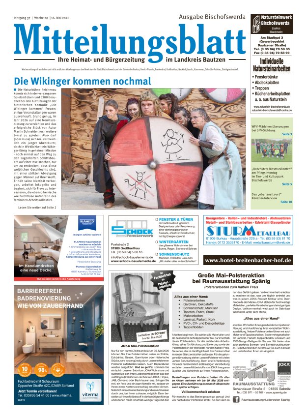Mitteilungsblatt LK Bautzen Ausgabe Bischofswerda Titelblatt 19/2026