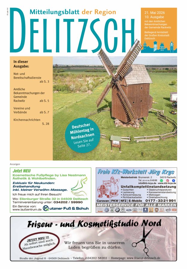 Mitteilungsblatt der Region Delitzsch Titelblatt 10/2026