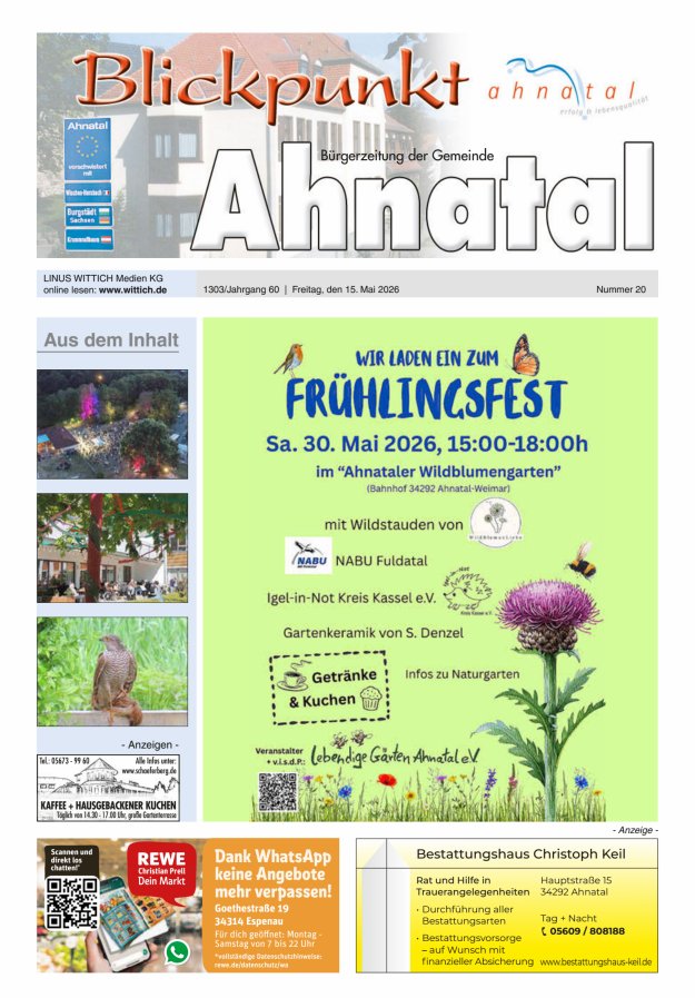 Blickpunkt Ahnatal Titelblatt 20/2026