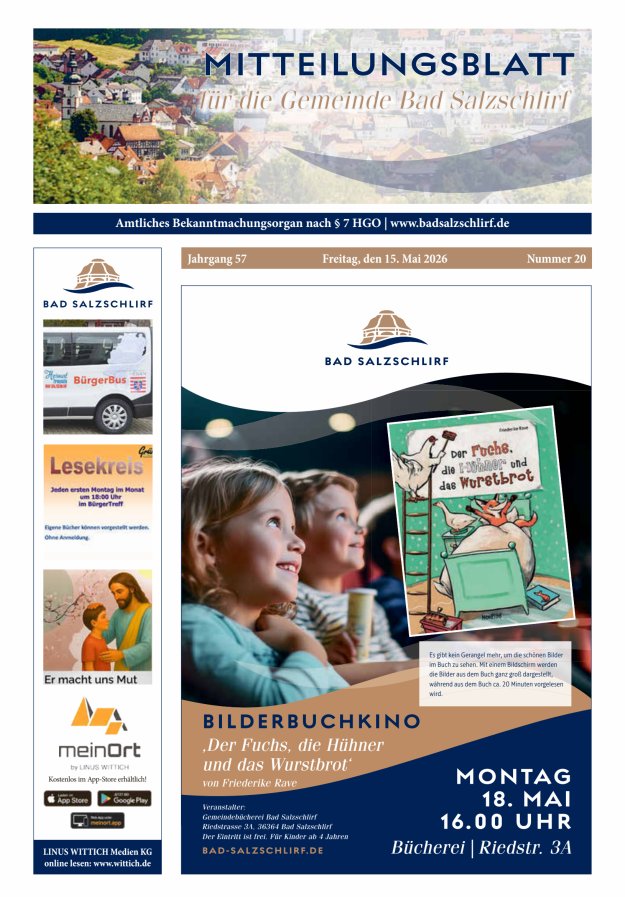 Amtliches Bekanntmachungsorgan der Gemeinde Bad Salzschlirf Titelblatt 20/2026