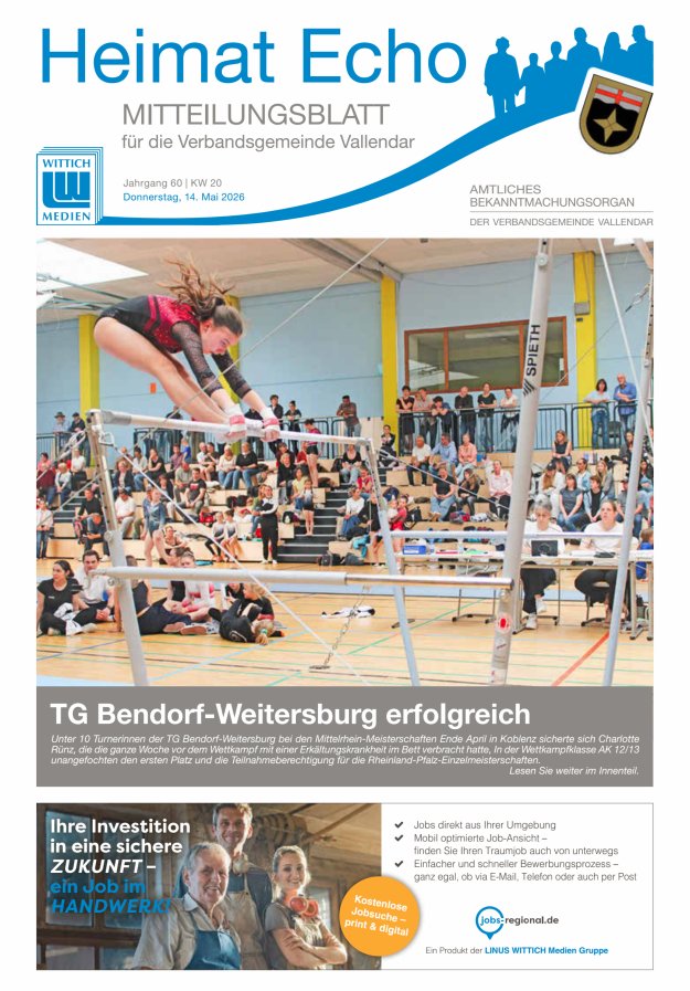 Heimat-Echo - Heimat- und Bürgerzeitung Verbandsgemeinde Vallendar Titelblatt 20/2026