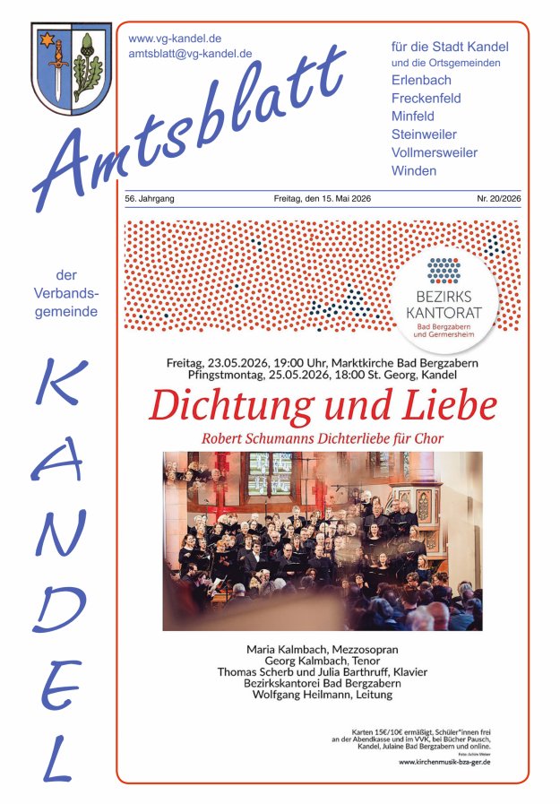 Amtsblatt VG Kandel Titelblatt 20/2026