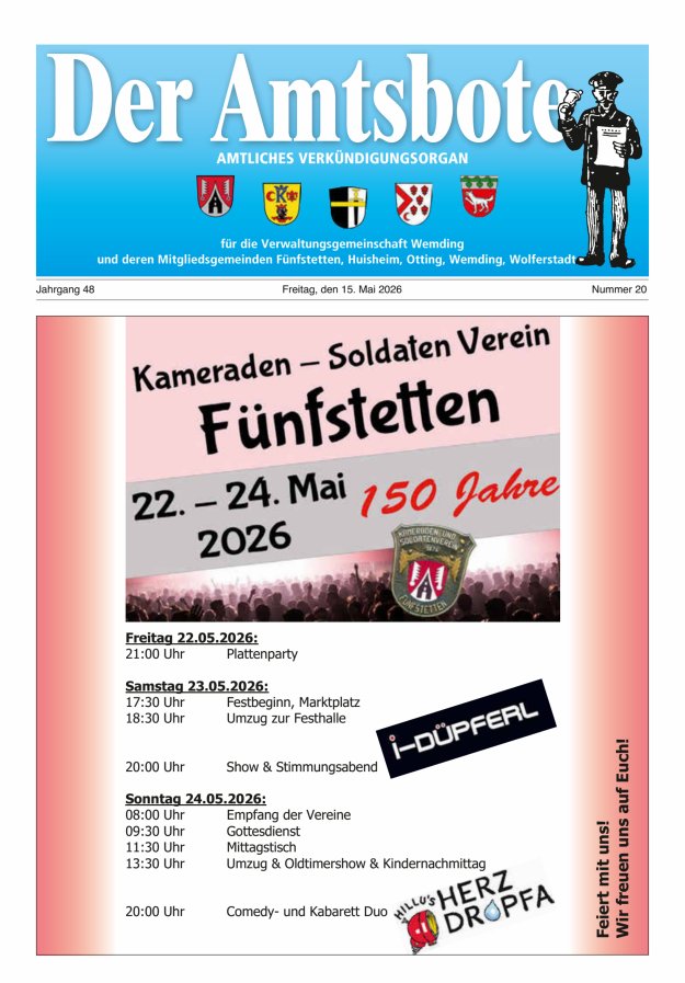 Der Amtsbote - Wemding Verwaltungsgemeinschaft Titelblatt 20/2026