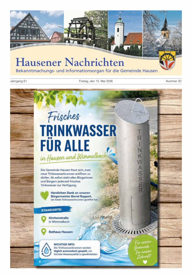 Hausener Nachrichten Titelblatt 20/2026