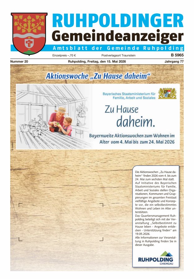Ruhpoldinger Gemeindeanzeiger Titelblatt 20/2026