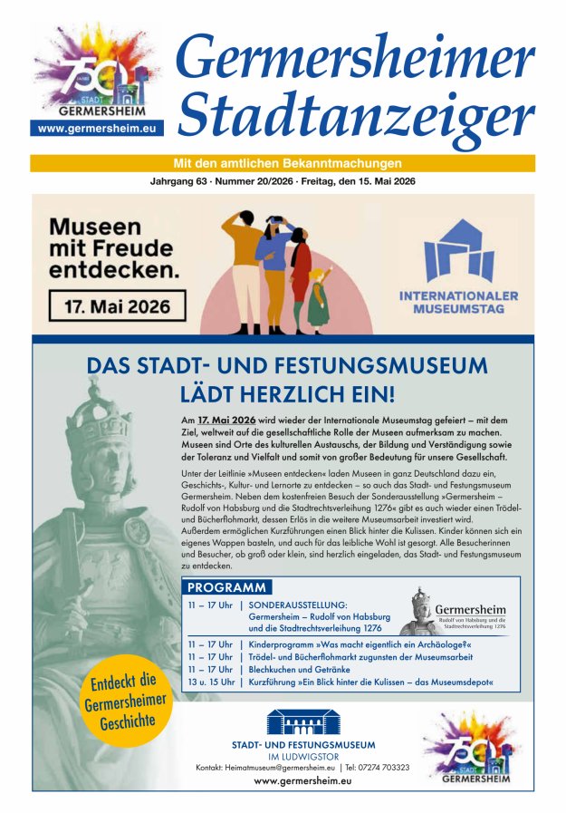 Germersheimer Stadtanzeiger Titelblatt 20/2026
