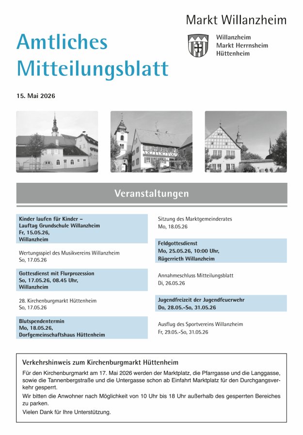Amtliches Mitteilungsblatt des Marktes Willanzheim Titelblatt 10/2026