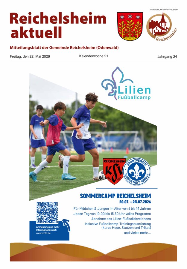 Reichelsheim aktuell - Amtsblatt der Gemeinde Reichelsheim(Odenwald) Titelblatt 21/2026