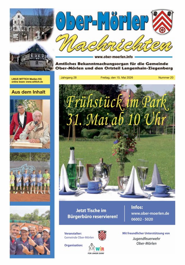 Ober-Mörler Nachrichten Titelblatt 20/2026