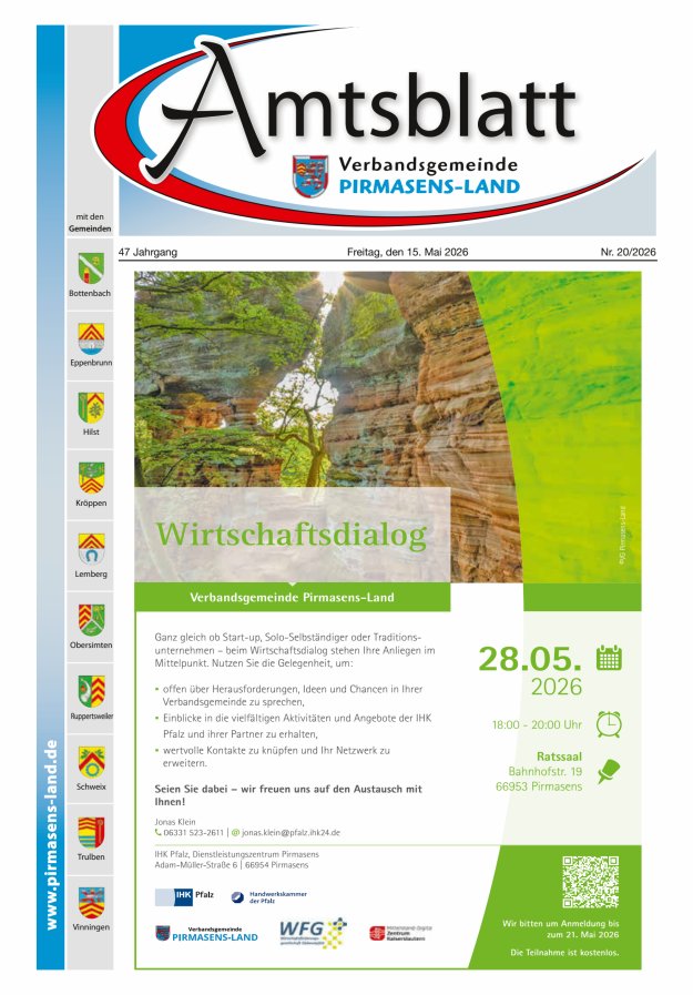 Amtsblatt VG Pirmasens-Land Titelblatt 20/2026