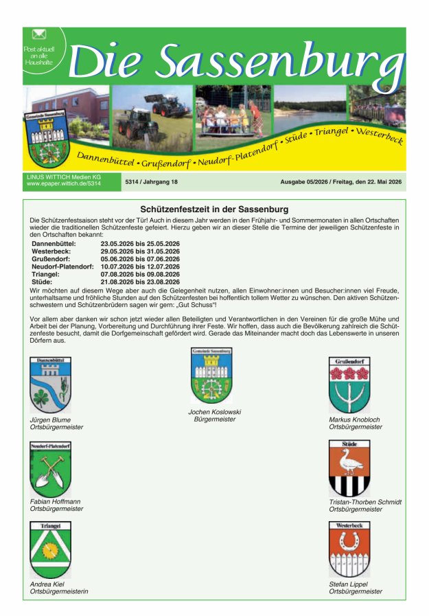 Die Sassenburg Titelblatt 05/2026