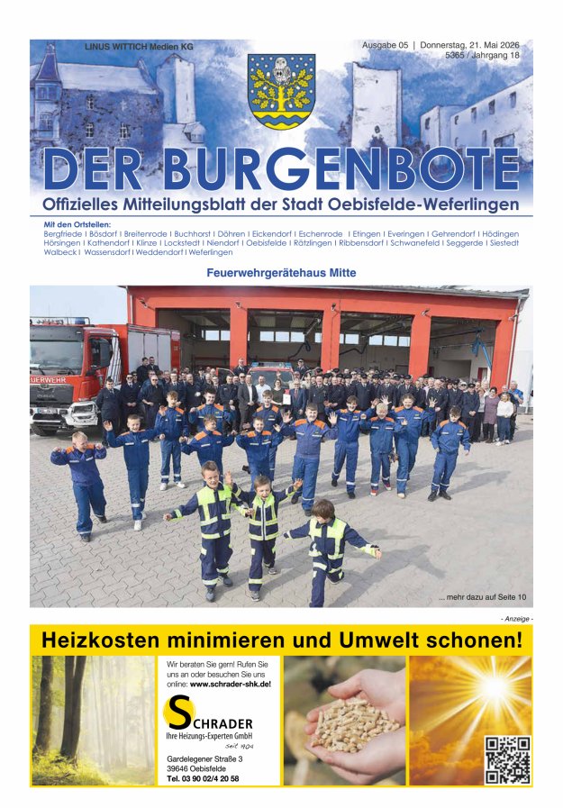 Mitteilungsblatt der Einheitsgemeinde Stadt Oebisfelde-Weferlingen Titelblatt 05/2026