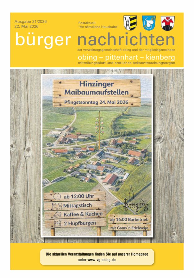 Bürger Nachrichten Obing Pittenhart Kienberg Titelblatt 21/2026