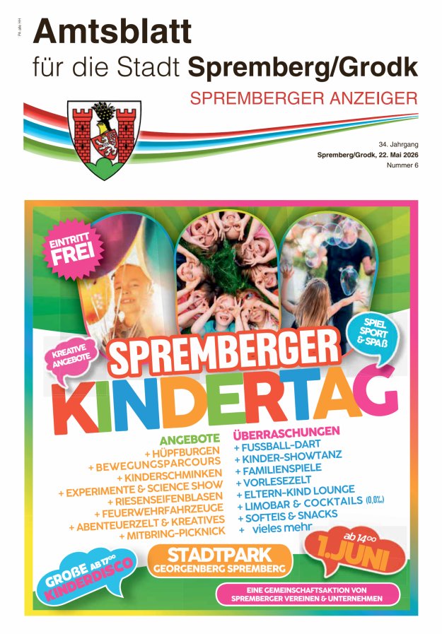 Amtsblatt für die Stadt Spremberg/Grodk – Spremberger Anzeiger Titelblatt 06/2026