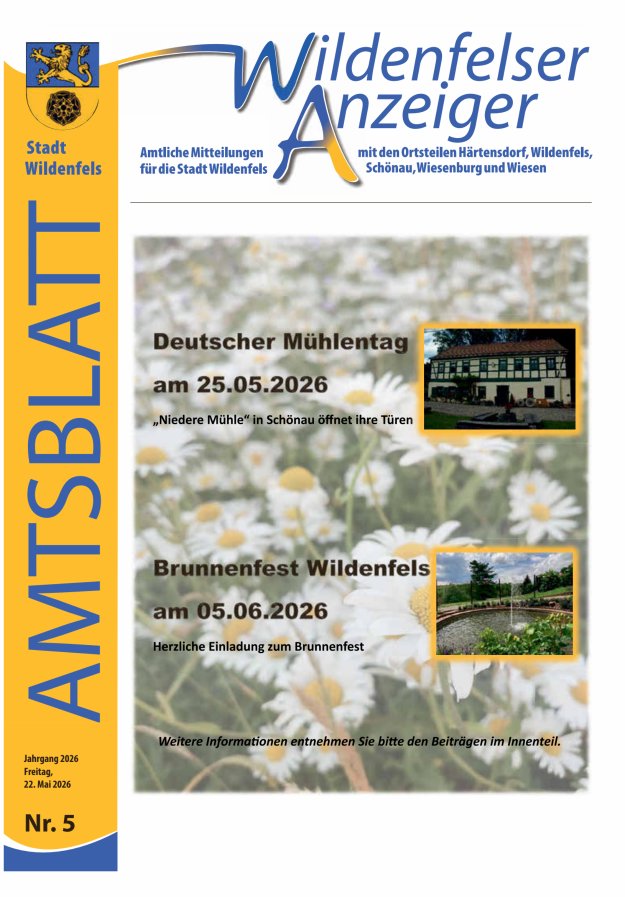 Wildenfelser Anzeiger Titelblatt 05/2026