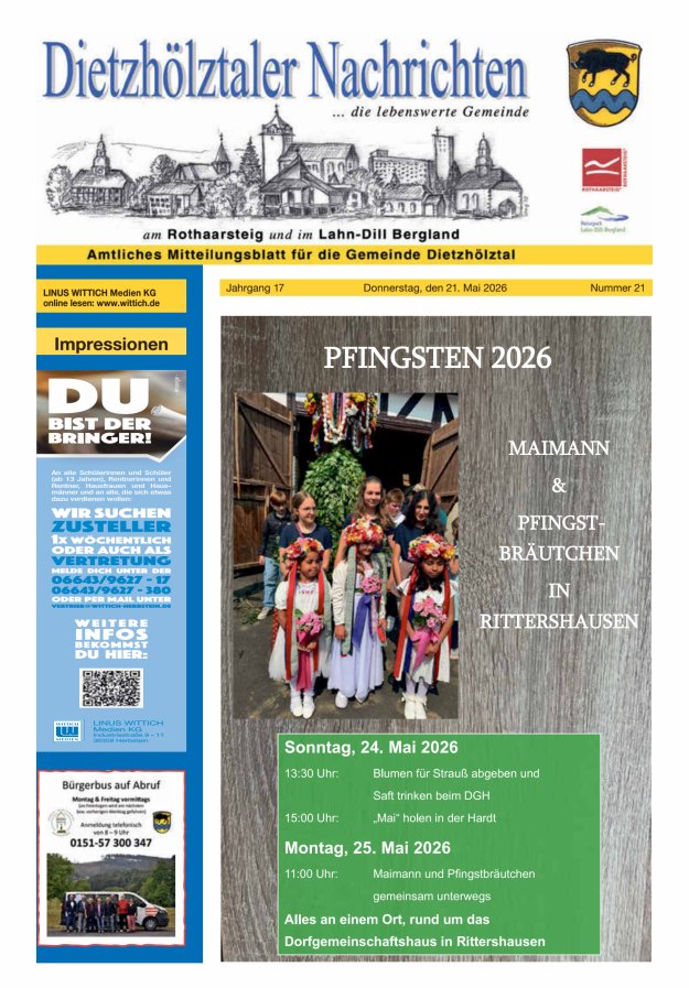 Dietzhölztaler Nachrichten Titelblatt 21/2026