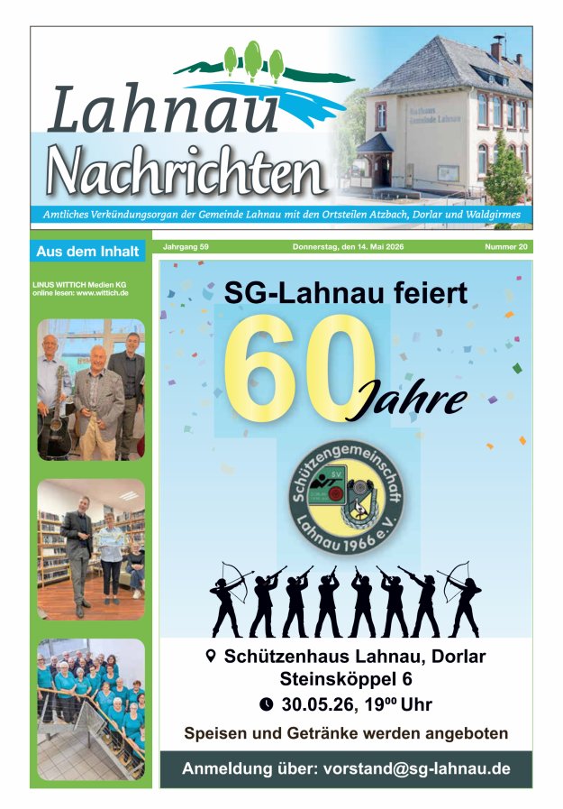 Lahnau Nachrichten Titelblatt 20/2026