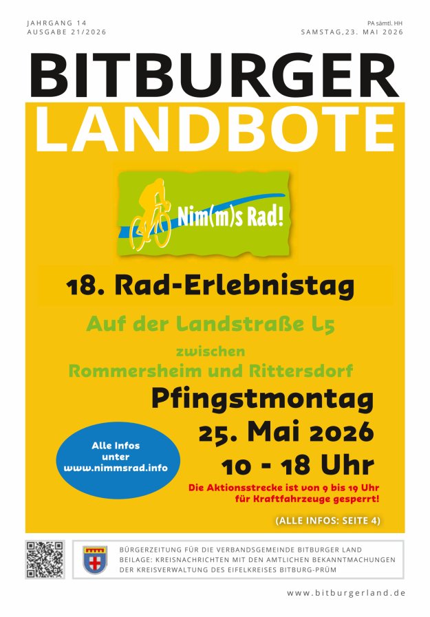 Bitburger Landbote Titelblatt 21/2026