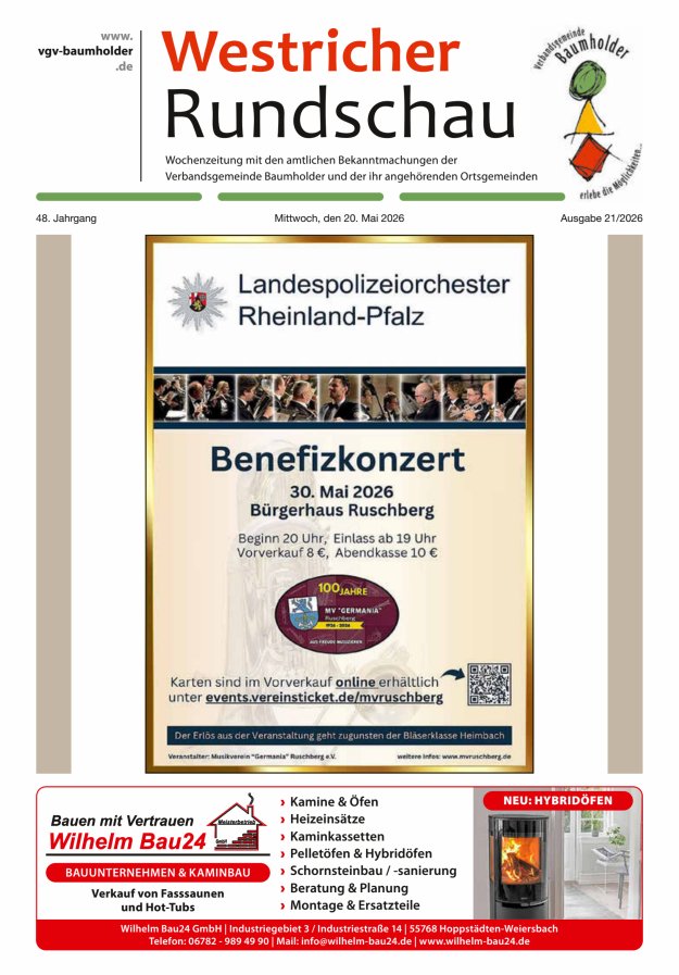 Westricher Rundschau VG Baumholder Titelblatt 21/2026