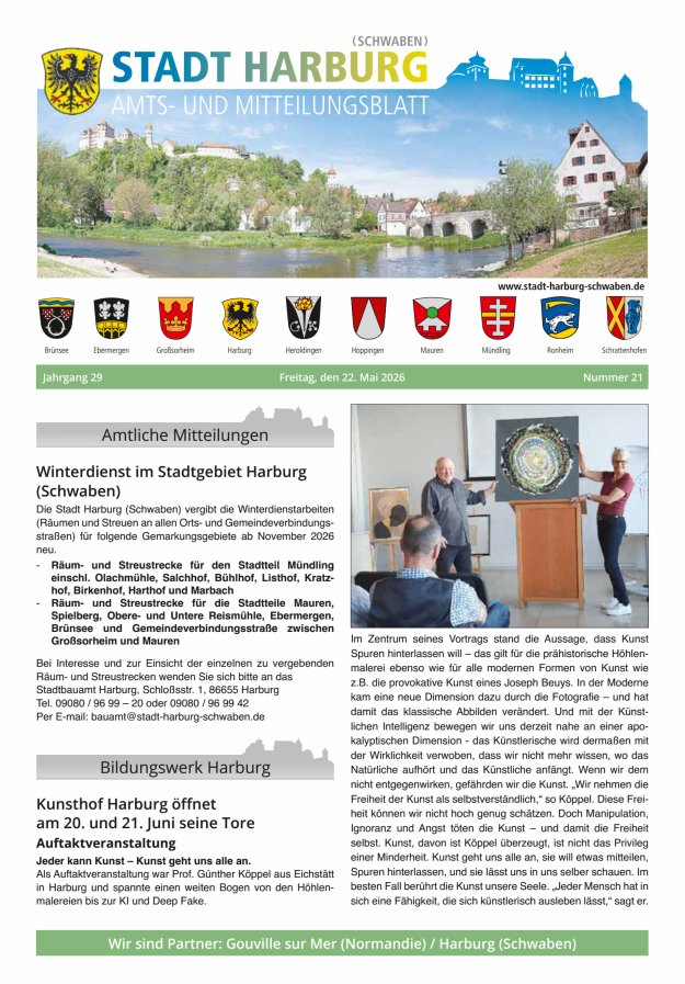 Amts- und Mitteilungsblatt der Stadt Harburg Titelblatt 21/2026