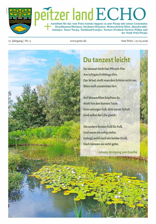 Peitzer LandEcho - Beilage: Amtsblatt für das Amt Peitz mit seinen Gemeinden Titelblatt 05/2026