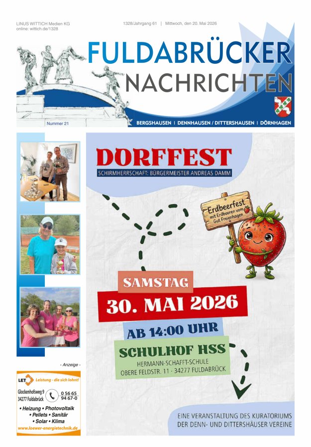 Fuldabrücker Nachrichten Titelblatt 21/2026