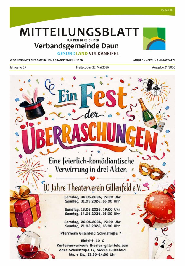 Mitteilungsblatt VG Daun Titelblatt 21/2026