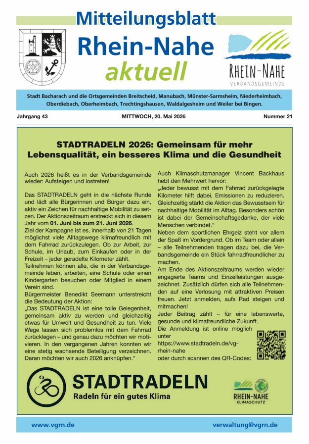 Rhein-Nahe aktuell Titelblatt 21/2026