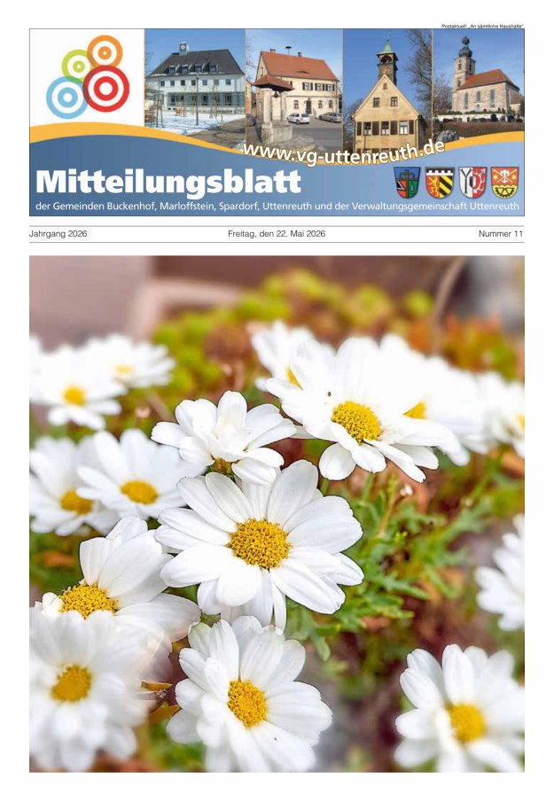 Mitteilungsblatt der Verwaltungsgemeinschaft Uttenreuth Titelblatt 11/2026