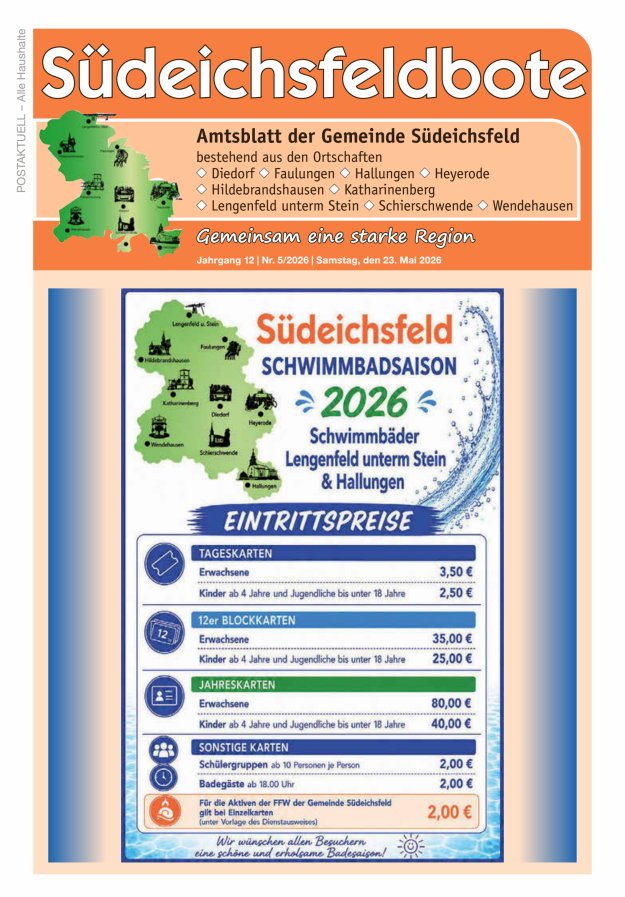 Amtsblatt der Gemeinde Südeichsfeld Titelblatt 05/2026