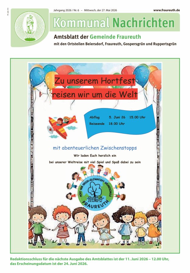 Kommunal-Nachrichten der Gemeinde Fraureuth Titelblatt 06/2026